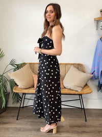 Dress Forum - Adelina Polka Dot Strapless Midi Dress