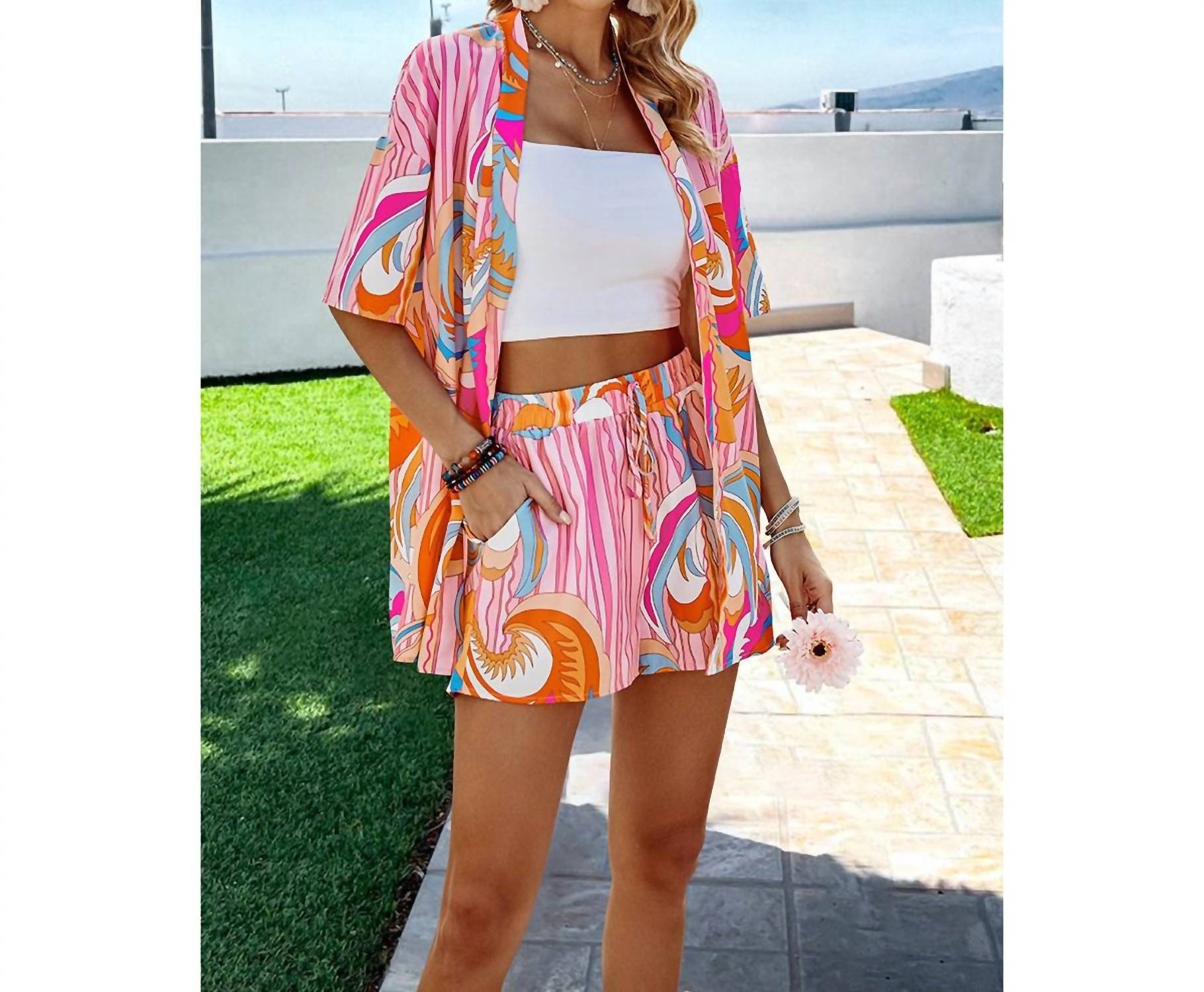 Willows - Festival Print Tie Top and Shorts Set