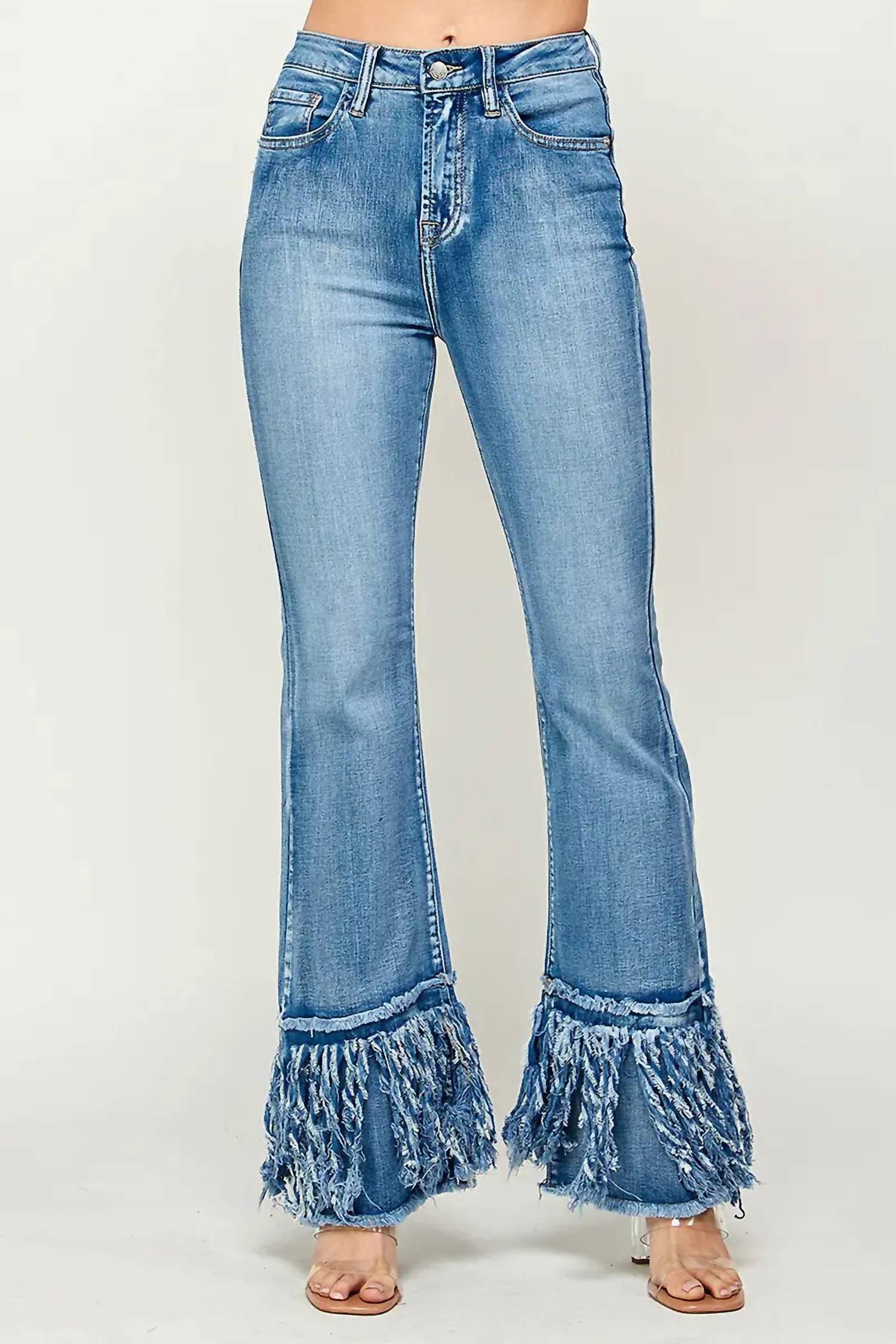 I&M Jeans - High Rise Frayed Flare Jeans
