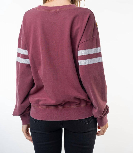 White Birch - Sequin Embellished Football Sweatshirt