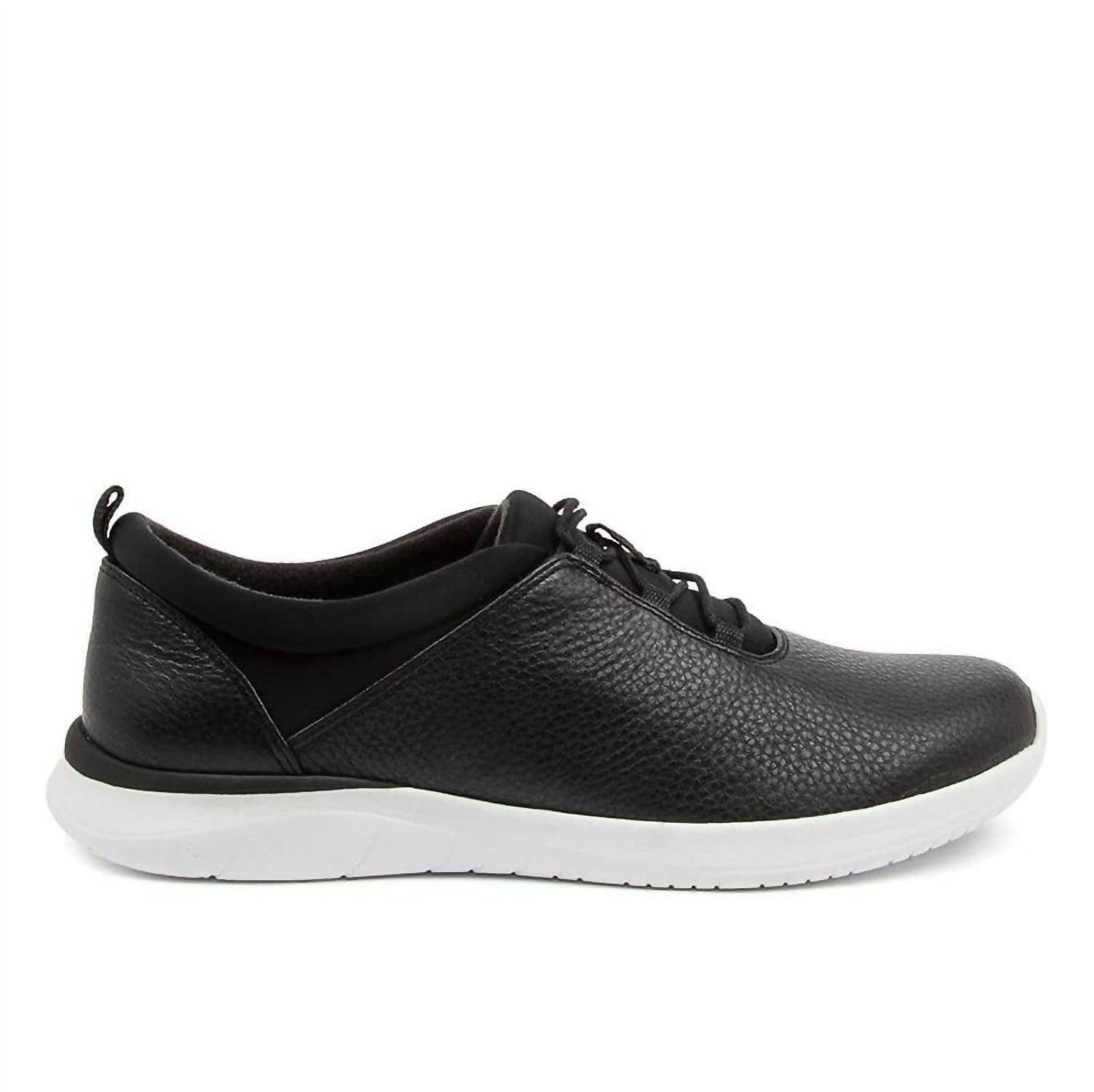 Ziera Women's Fox Lace-up Sneaker in black white sole leather - women's sneaker