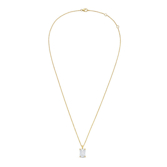 Diana M Jewels - 3.00 Ct Lab-grown Emerald-cut Diamond Pendant Necklace With Solid Bail