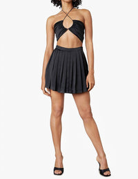 NIA Bobbi Satin Pleated Skort in black - women's shorts - view 4