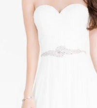 ALYCE PARIS Strapless Chiffon Flowy Gown in white - women's dress - detail view