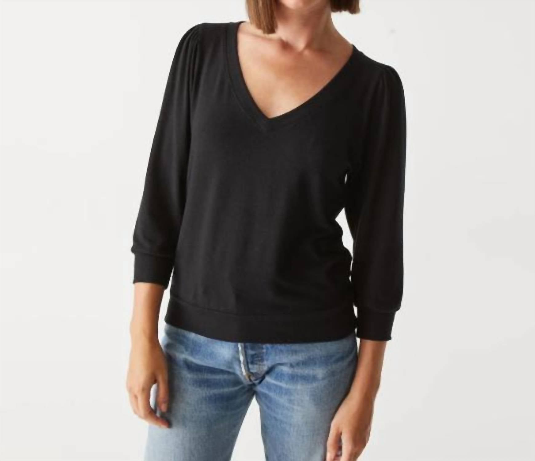 Michael Stars - Gabriella Madison Jersey 3/4 V Sweatshirt