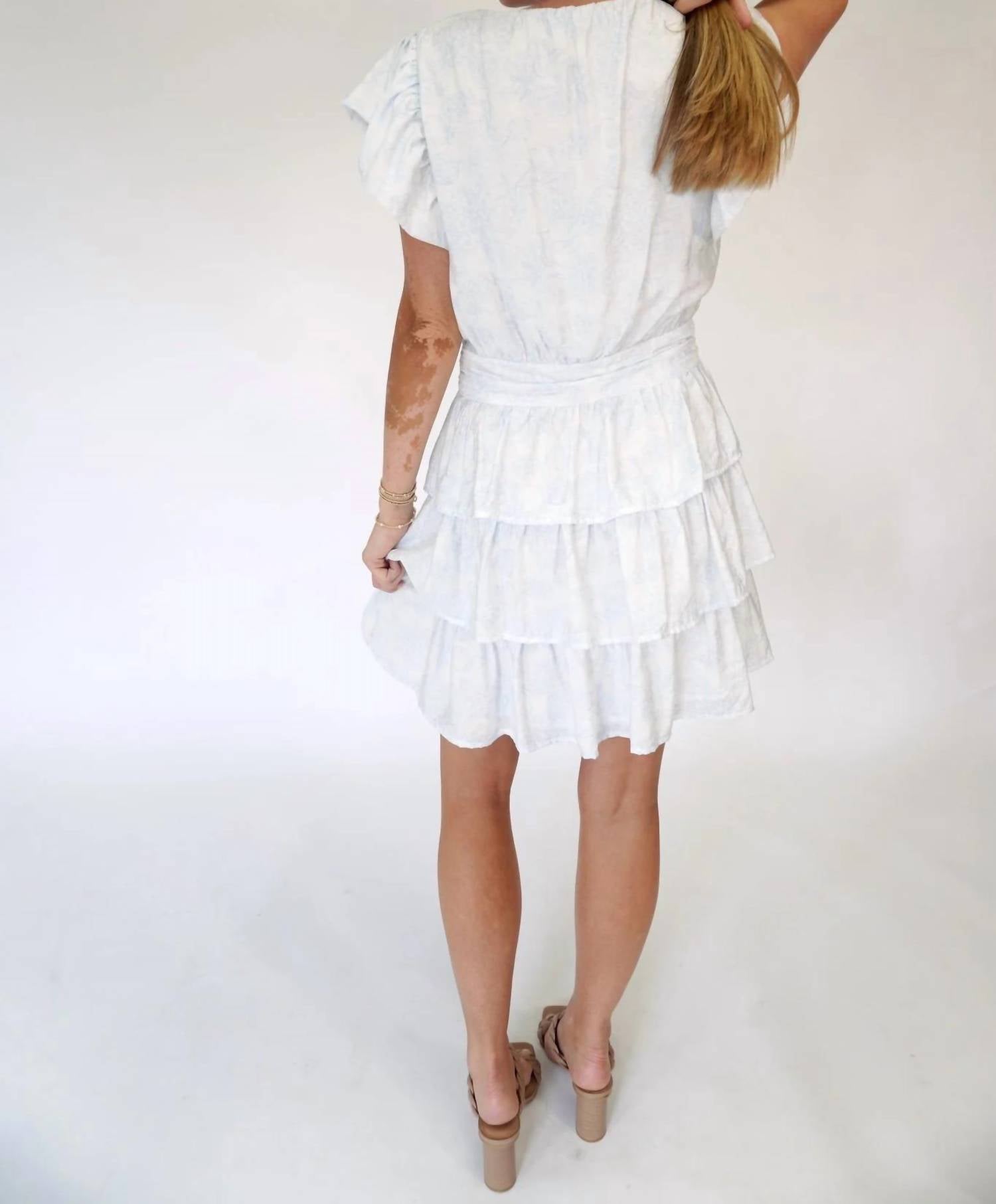 Tcec - Tiered Ruffle Mini Dress With Flutter Sleeves