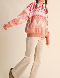&Merci - Geometric Knit Half Zip Pullover