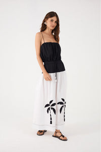 Dress To - Palm Tree Embroidery Midi Skirt