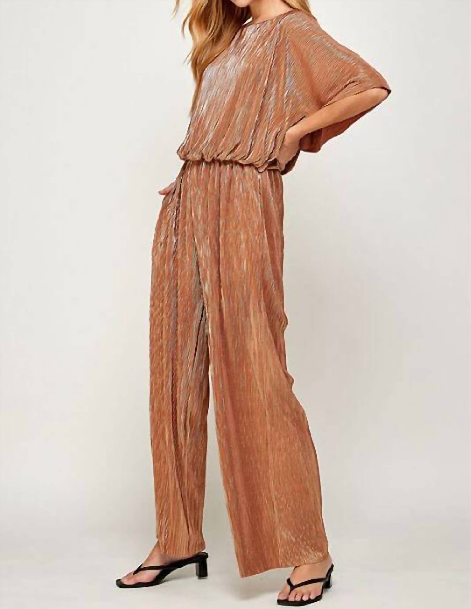 See And Be Seen - Metallic Pleats Jumpsuit