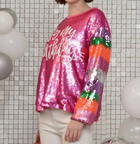 Why Dress - It's My Birthday Striped Long Sleeve Sequin Top
