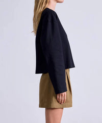 APIECE APART Boxy Tee in black 2 - women's long sleeve top - detail view