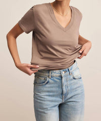 Z Supply Weekdays V-neck Tee in smokey - women's t-shirt - view 4