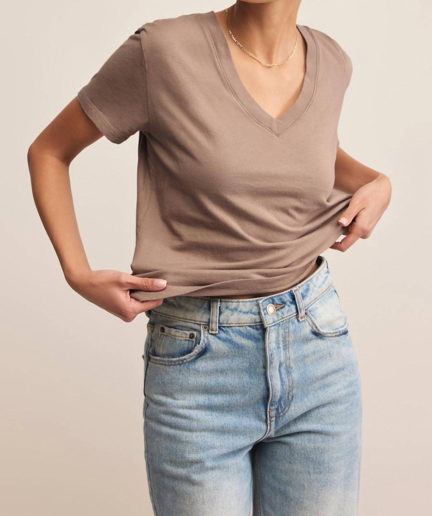 Z Supply Weekdays V-neck Tee in smokey - women's t-shirt - view 4