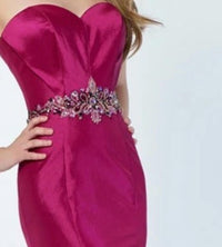 ALYCE PARIS Sweetheart Flared Layered Skirt Gown in berry - women's dress - detail view