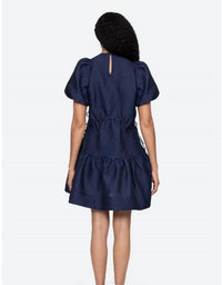 SEA Fayetta Mini Dress in navy - women's dress - alternate view