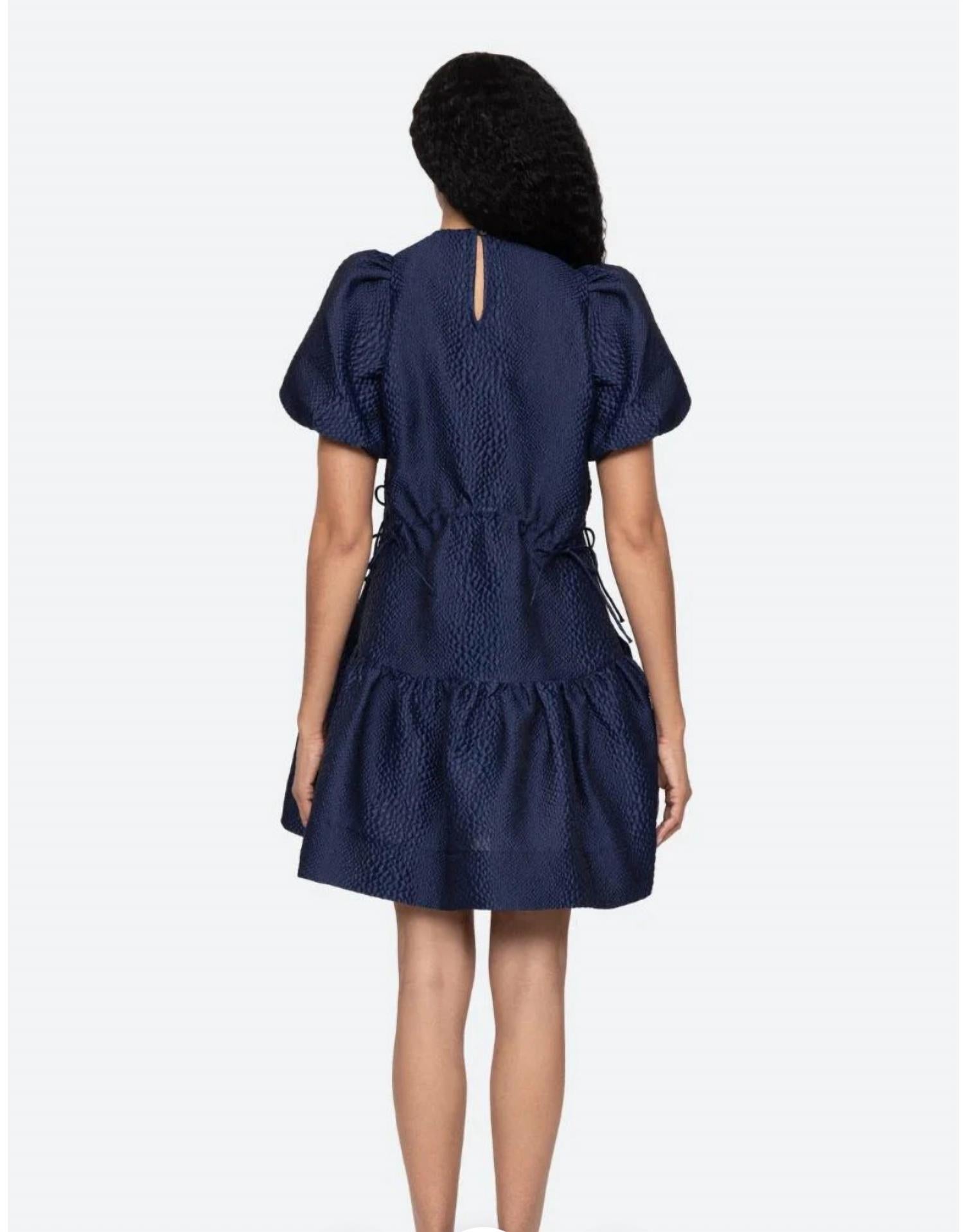 SEA Fayetta Mini Dress in navy - women's dress - alternate view