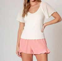 Maven West - Flutter Sleeve Scoop Back Knit Top