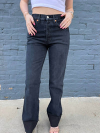 RE/DONE High Rise Loose Long Jeans in blacken blue 1 - women's jeans - alternate view
