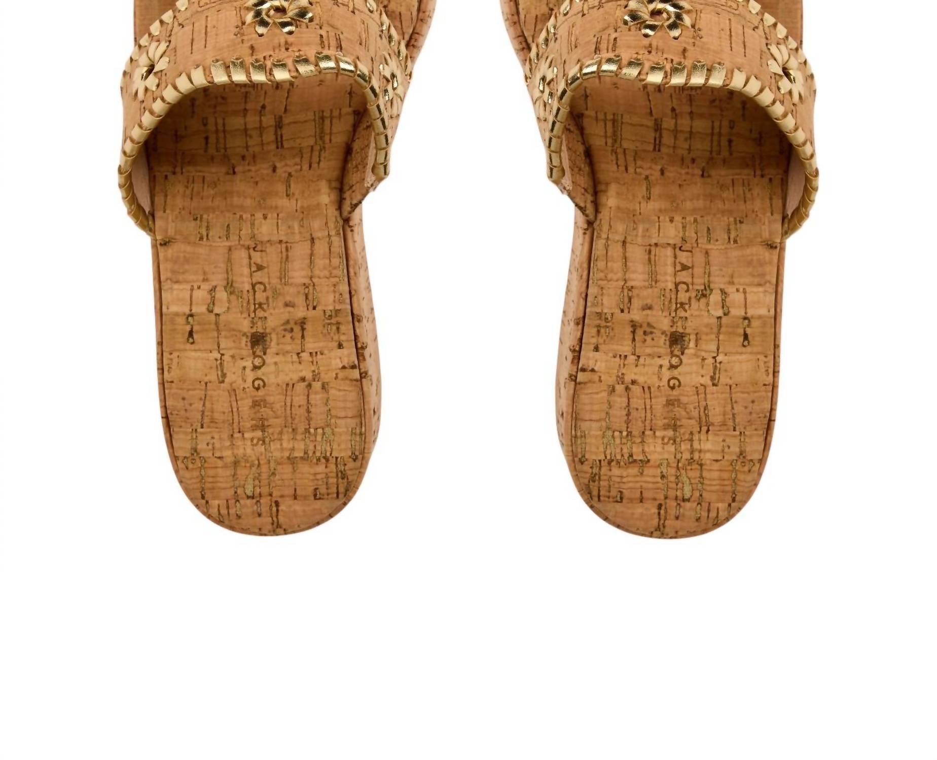 Jack Rogers Women's Mid-wedge Sandals in cork gold - women's sandal - detail view