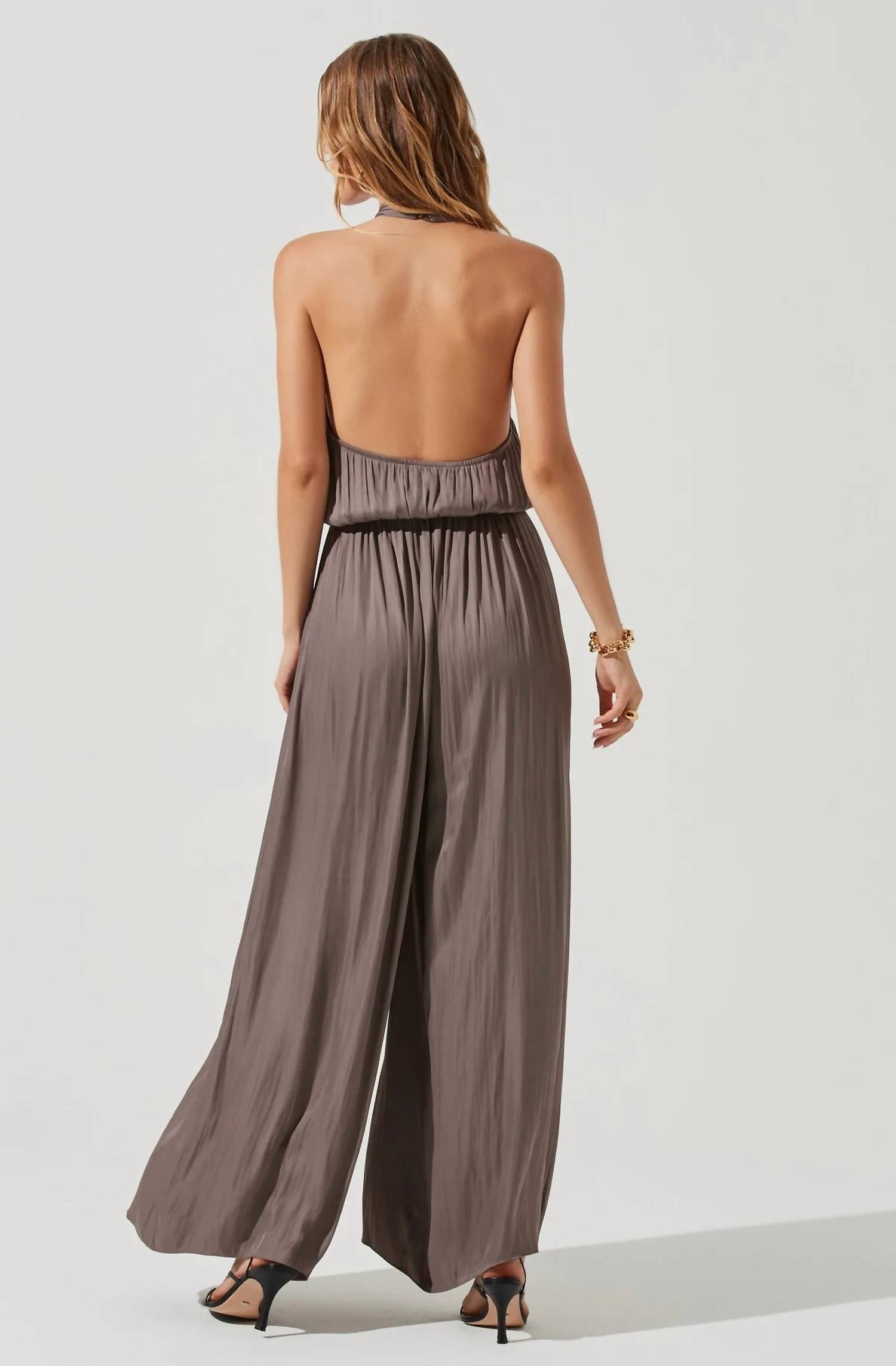 Astr - Cheryl Halter Wide Leg Jumpsuit
