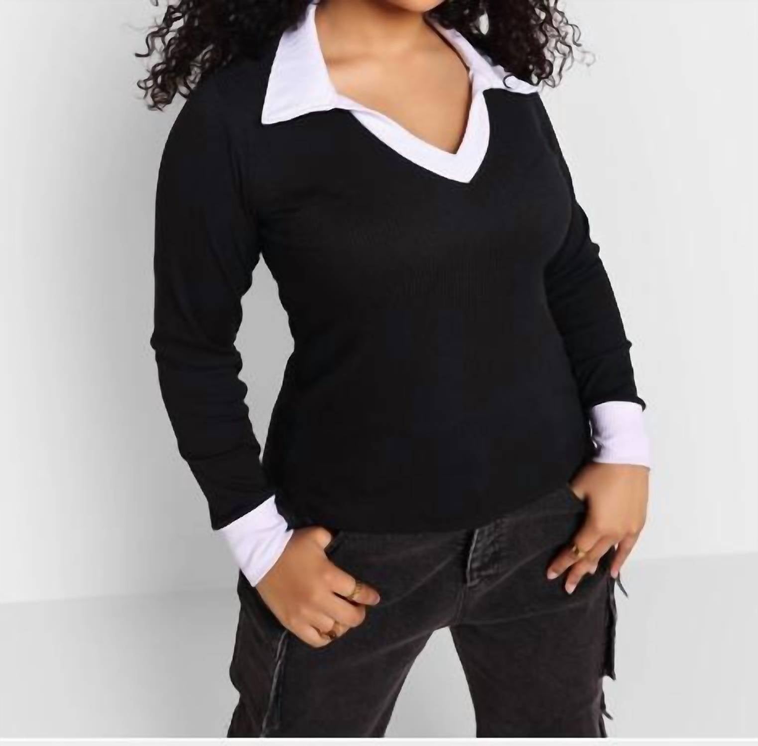 Rebdolls - Trudy Contrast Collared Top