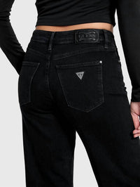 Guess Sexy Palazzo Relaxed Fit Mid Rise Jeans in cachemire black - women's jeans - alternate view
