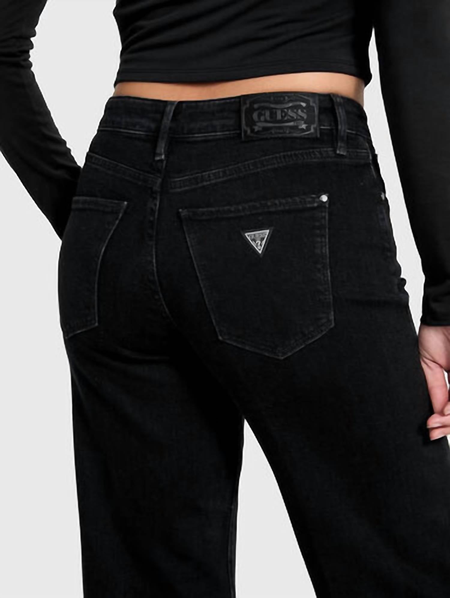 Guess Sexy Palazzo Relaxed Fit Mid Rise Jeans in cachemire black - women's jeans - alternate view
