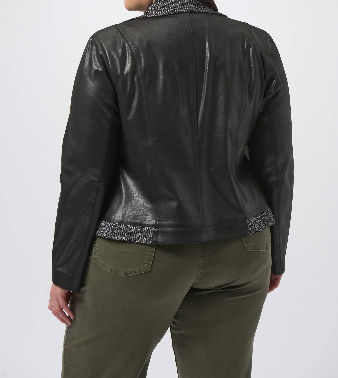 Joseph Ribkoff Foiled Faux Suede Jacket in black 1 - women's jacket - view 4