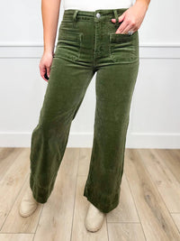 Risen - Cassandra High-rise Wide Leg Cropped Corduroy Pants