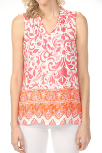 Charlie B - Ruffle Collar Printed Sleeveless Top