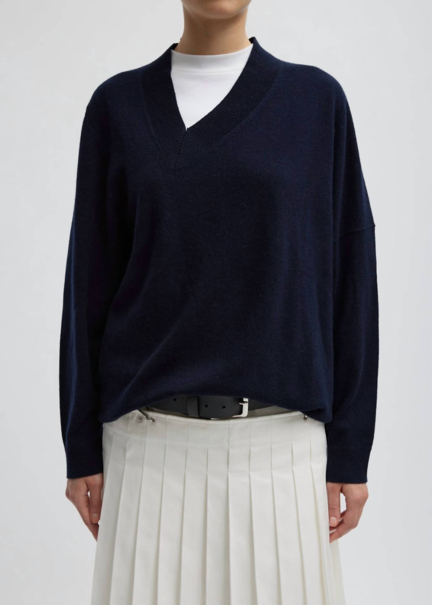 Tibi - Washable Cashmere Warp V-neck Pullover