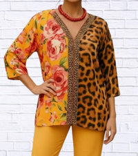 Diva Usa - Chiffon Animal Floral Blouse