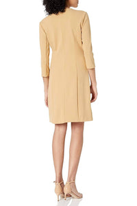 Nanette Lepore - V-neck 3/4 Sleeve Trench Solid Stretch Crepe Dress