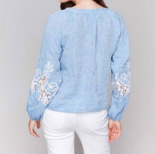 Charlie B - Raglan Long Sleeve Blouse With Embroidery