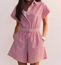 Elan - Gameday Pinstripe Button-down Romper