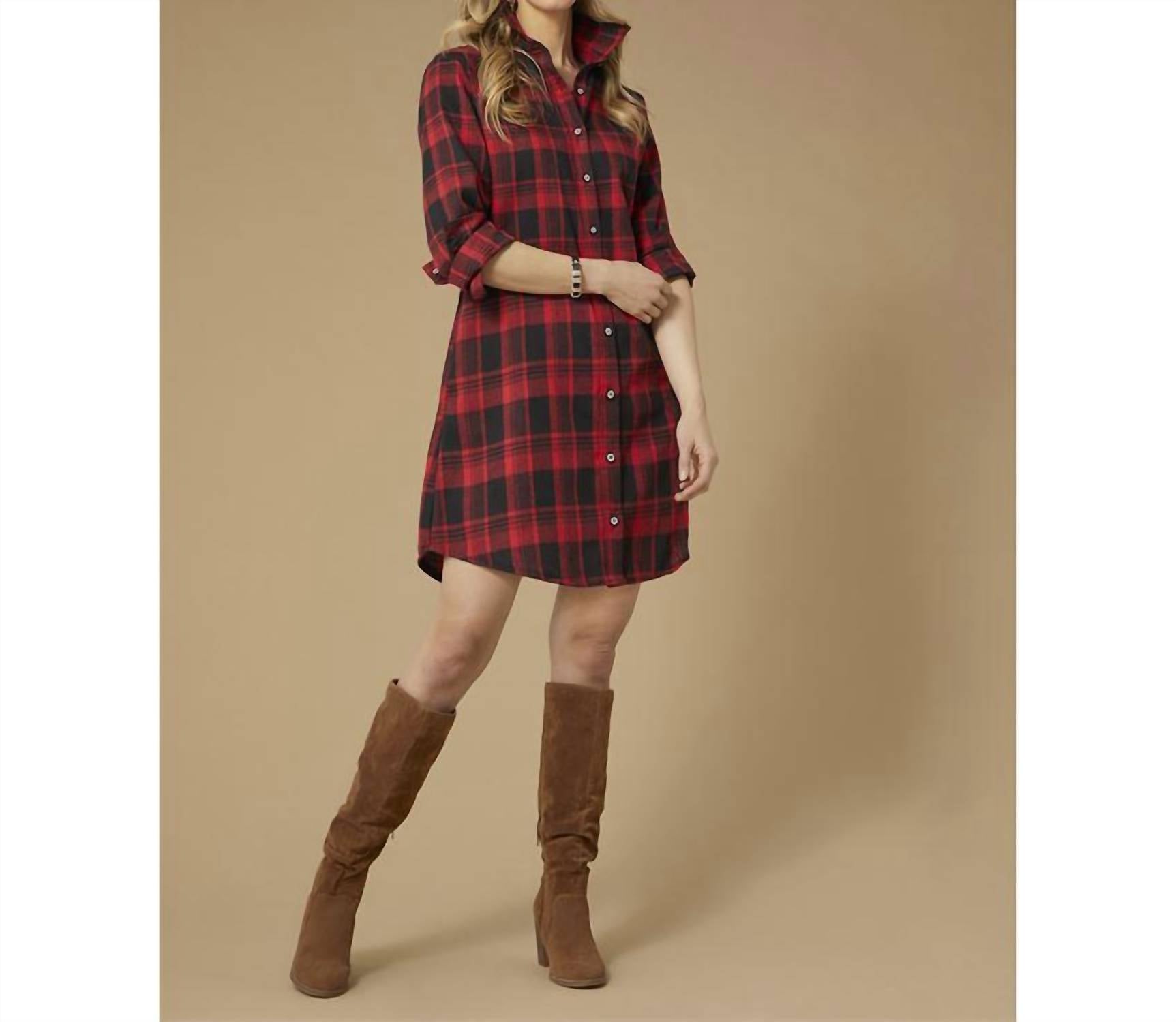 Coco + Carmen - Joy Plaid Button Front Tunic Dress