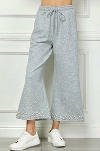 See And Be Seen - Textured Pearl Hem Cropped Pants