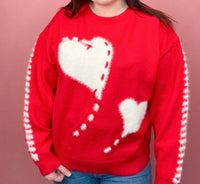 &Merci - Women's Fuzzy Hearts Sweater