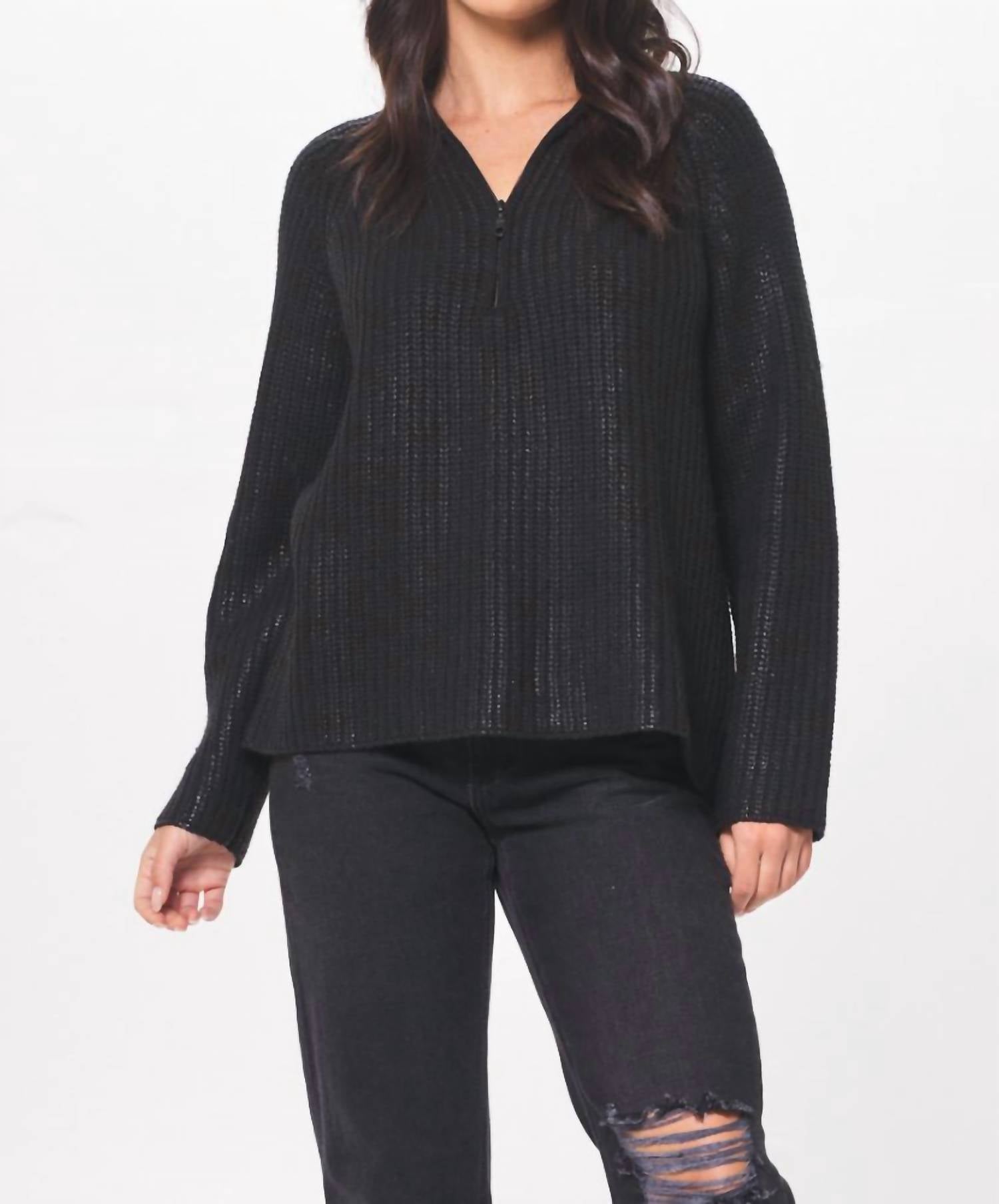 Vintage Havana - Coated Quarter Zip Sweater