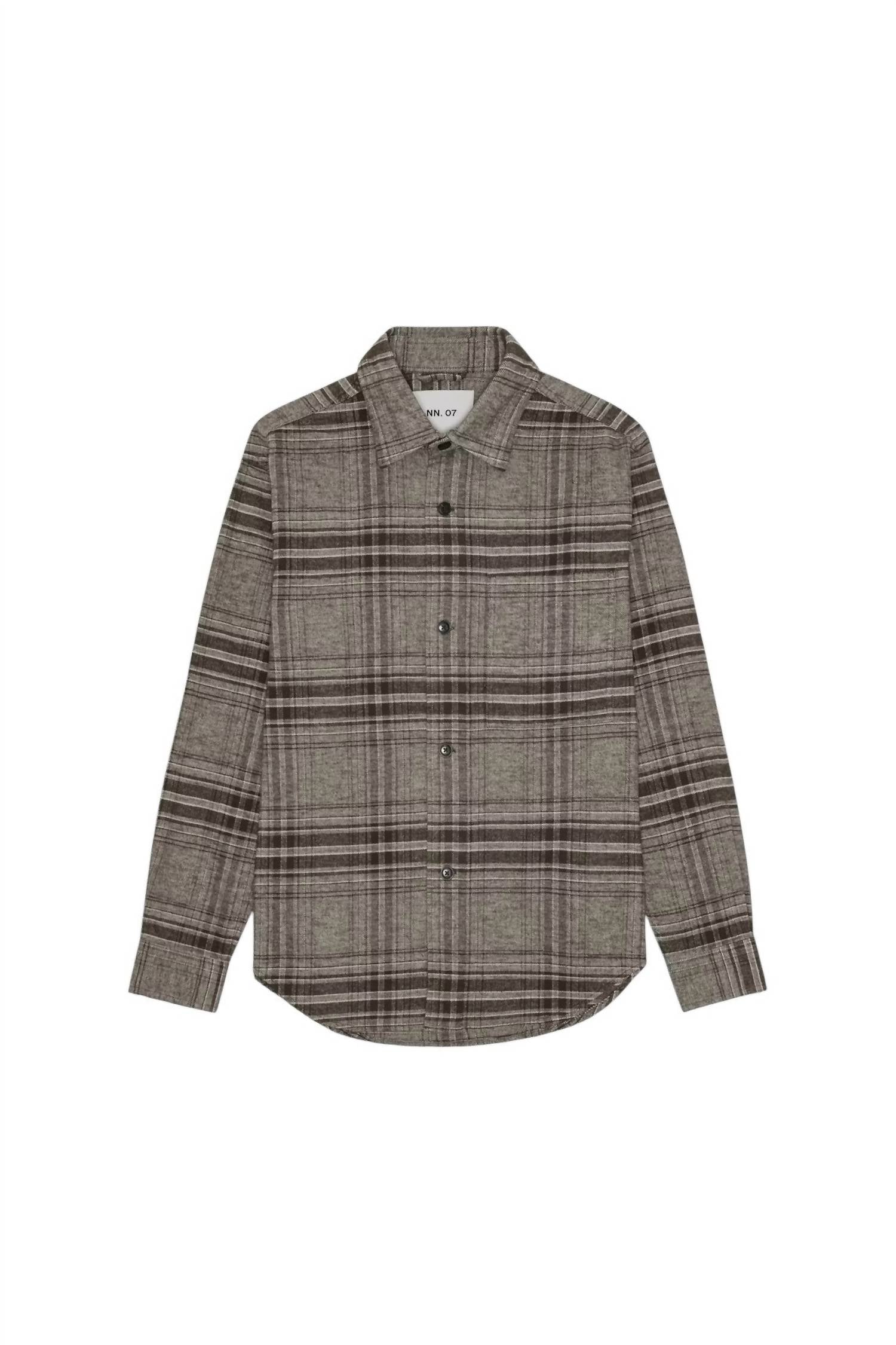 NN07 Adwin Checked Overshirt in cream check - men's shirt - alternate view