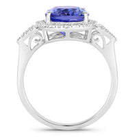 Diana M Jewels Women's Oval Natural Tanzanite Fashion Ring (3.97 Ct) - Signature Plus in 14k white gold - women's jewelry - detail view