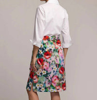 Hinson Wu Charlotte Quarter Sleeve Dress in watercolor garden - women's dress - detail view