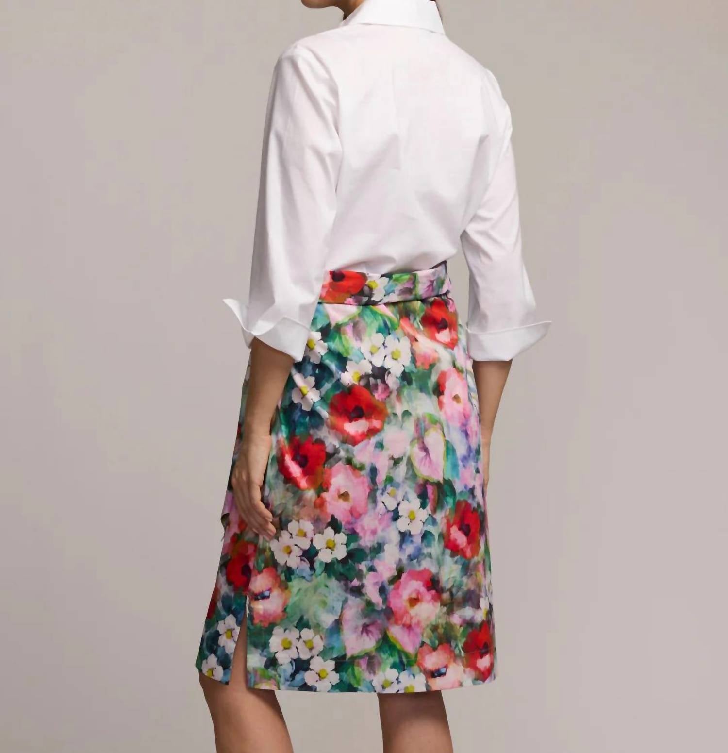 Hinson Wu Charlotte Quarter Sleeve Dress in watercolor garden - women's dress - detail view