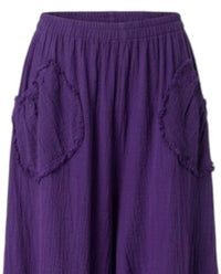 Oh My Gauze! Women's Guchi Cotton Pant in grape - women's pants - detail view