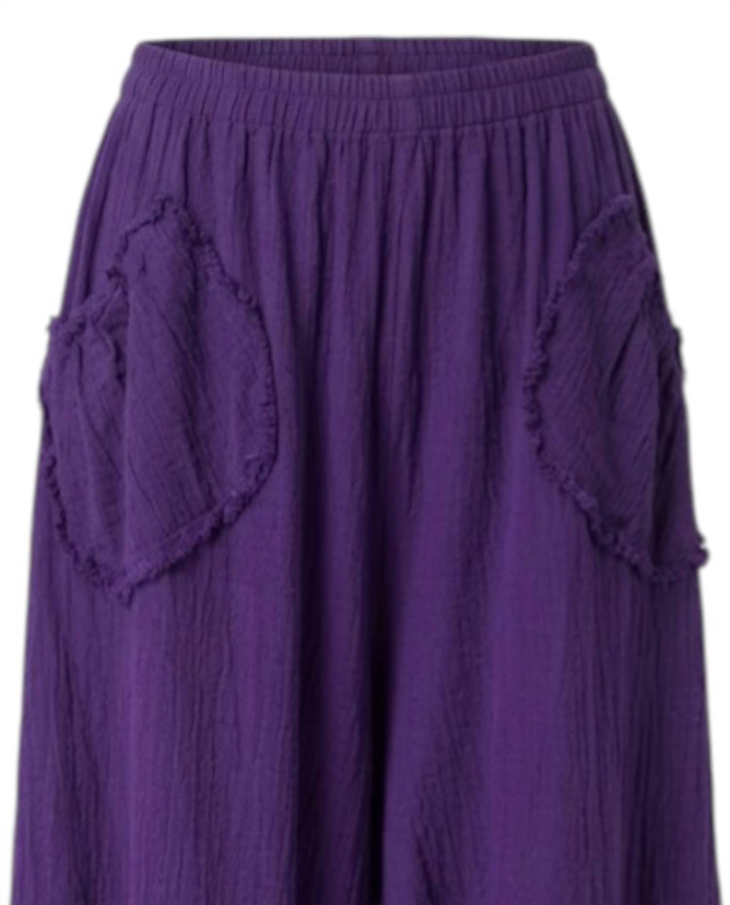 Oh My Gauze! Women's Guchi Cotton Pant in grape - women's pants - detail view