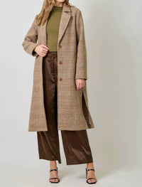 Mystree - Houndstooth Plaid Long Coat