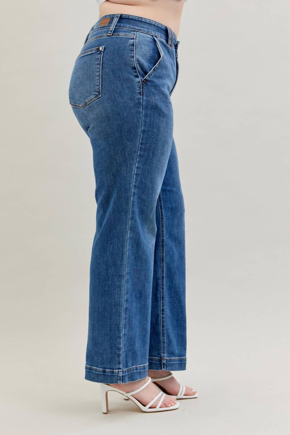 Judy Blue - High Rise Double Button Wide Leg Jeans