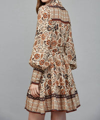 Fate Boho Tiered Long Sleeve Mini Dress in cream - women's dress - view 6