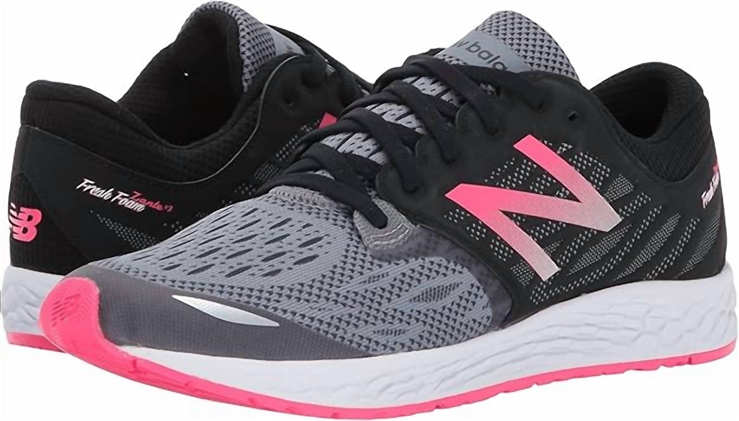New Balance Women's Fresh Foam 'zante V2 Running Shoes in black gray pink - women's shoe - detail view