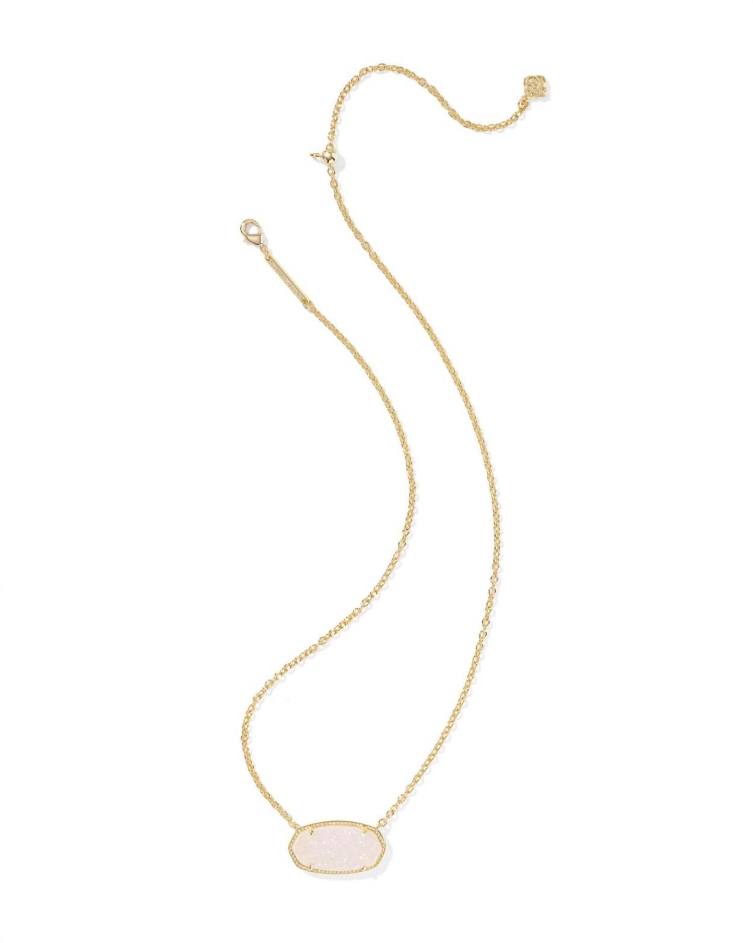 Kendra Scott Elisa Statement Short Pendant Necklace in gold iridescent drusy - women's jewelry - detail view